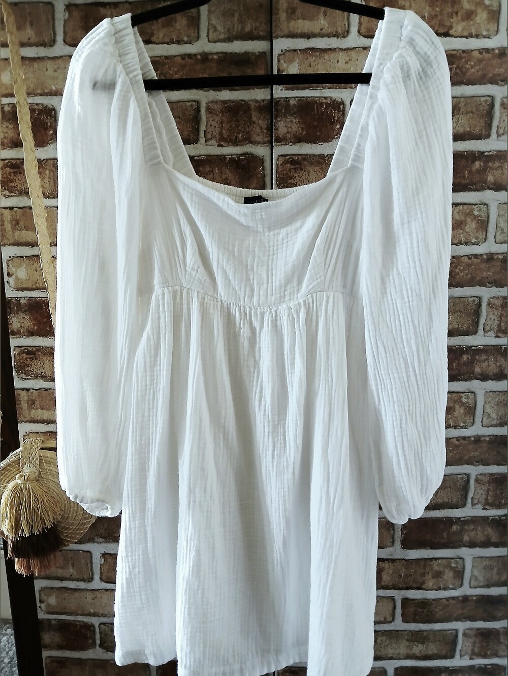 J. CREW White Gauze COTTON Puff Sleeves Smocked Mini Beach DRESS Women's Size S - Picture 4 of 13